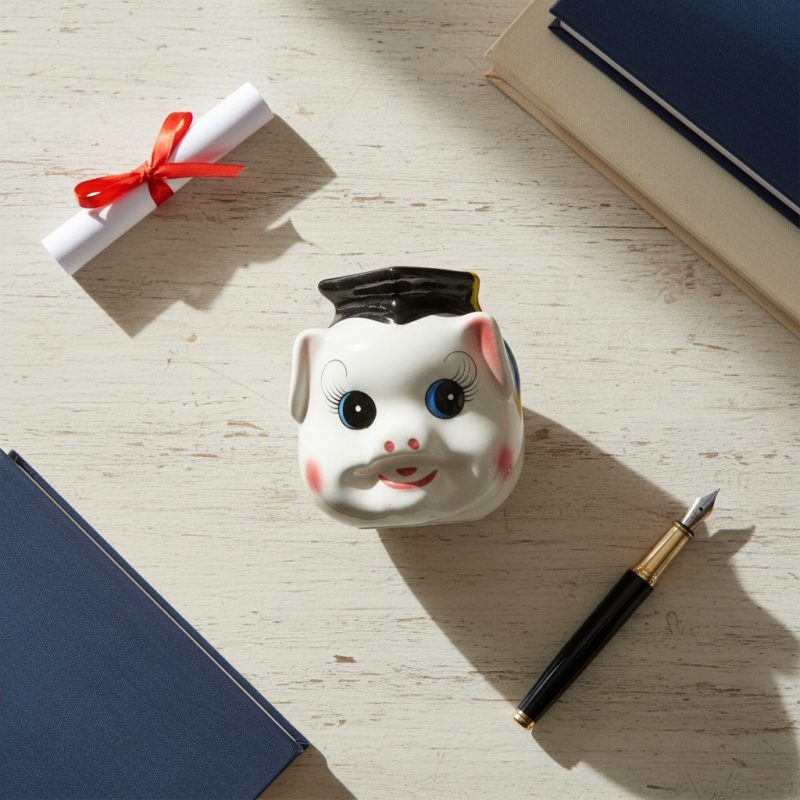 Heo đất qu&agrave; tặng in logo cử nh&acirc;n 19x14x17cm HĐ04